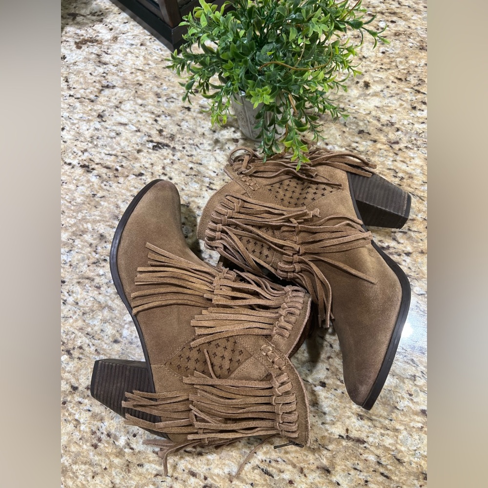 Naughty Monkey Brown Dandy Leon Fringe Leather Boots 9.5 - Picture 4 of 9